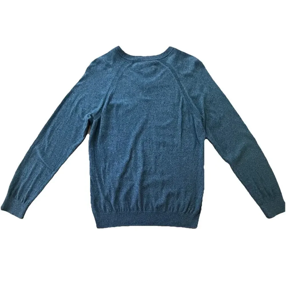 Penguin by Munsingwear Sweater Mens Pullover Blue V Neck 100% Pima Cotton, Large
